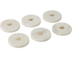 J-Line onderzetter Marmer - steen - wit - set van 6