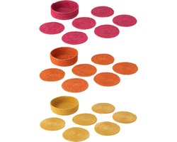 J-Line onderzetter - zeegras - roze/orange/geel - 6x per kleur - 3 stuks