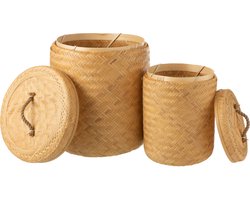 J-Line opbermanden Rond - bamboe - naturel - set van 2