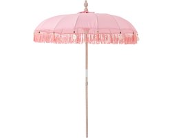 J-Line parasol Bobbi - hout/katoen - lichtroze