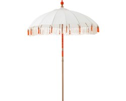 J-Line parasol Flavie - hout/katoen - ecru/oranje
