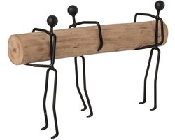 J-Line Personen op houtblok - ijzer - naturel/zwart