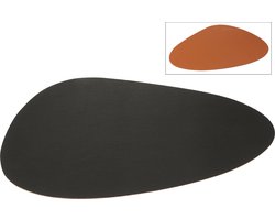 J-Line placemat Steen - kunststof - zwart - 6 stuks