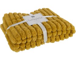 J-Line plaid Corduroy - polyester - oker - 180 x 130 cm