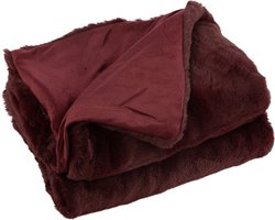 J-Line plaid Cutie - fleece deken – polyester – donkerrood - 180 x 130 cm