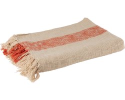 J-Line Plaid Emma - katoen - oranje - 210 x 140 cm