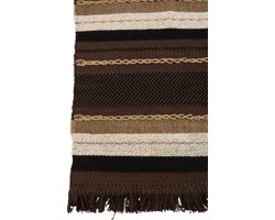 J-Line plaid Etnic - katoen - bruin/zwart/beige - 90 x 150 cm