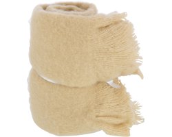 J-Line Plaid franje - polyester - beige - 180 x 130 cm - woonaccessoires