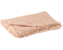 J-Line plaid Franje - polyester - lichtroze - 130 x 170 cm