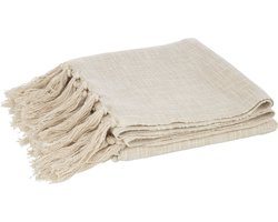 J-Line Plaid Franjes Katoen Beige