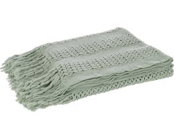 J-Line plaid Gebreid - polyester - lichtgroen - 160 x 130 cm