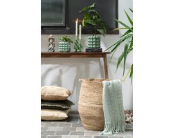 J-Line Plaid gebreid - polyester - lichtgroen - 160 x 130 cm - woonaccessoires