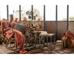 J-Line Plaid gebreid - polyester - rood - 175 x 130 cm - woonaccessoires