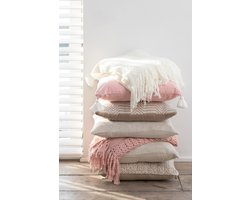 J-Line Plaid gebreid - polyester - wit - 160 x 130 cm - woonaccessoires