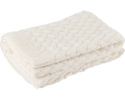 J-Line plaid Gebreid - textiel - blanc - 180 x 130 cm