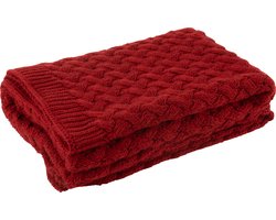 J-Line plaid Gebreid - textiel - rood - 180 x 130 cm