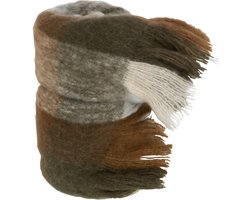 J-Line Plaid geruit - polyester - bruin & beige - 180 x 130 cm - woonaccessoires