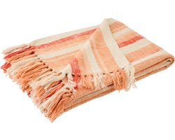 J-Line plaid Gestreept - katoen - ecru/donkeroranje