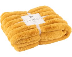 J-Line plaid Large Corduroy - polyester - oker - 180 x 130 cm