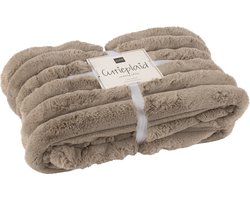 J-Line plaid Large Corduroy - polyester - taupe - 180 x 130 cm