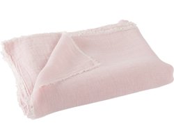 J-Line Plaid - linnen - roze - 200 x 150 cm - woonaccessoires