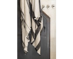 J-Line Plaid met lijnen - katoen - beige - 171 x 127 cm - woonaccessoires