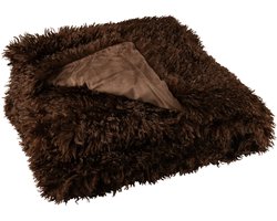 J-Line plaid Moutie - polyester - donkerbruin