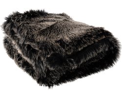 J-Line Plaid - nepbont - grijs & zwart & wit - 130 x 180 cm - woonaccessoires