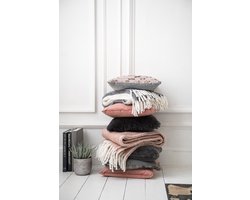 J-Line Plaid - polyester - zwart & wit - 190 x 136 cm - woonaccessoires