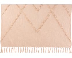 J-Line Plaid ruit - katoen - roze - 130 x 170 cm - woonaccessoires