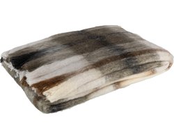 J-Line Plaid ruit - polyester - bruin & grijs & wit - 190 x 136 cm - woonaccessoires