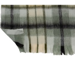 J-Line Plaid ruit - polyester - bruin & groen & wit - 190 x 136 cm - woonaccessoires