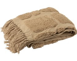 J-Line Plaid Sidney - polyester - beige - 192 x 123 cm - woonaccessoires