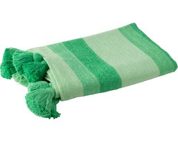 J-Line plaid Strepen + Kwastjes - katoen - groen