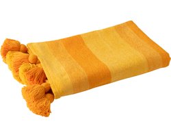 J-Line plaid Strepen + Kwastjes - katoen - oranje