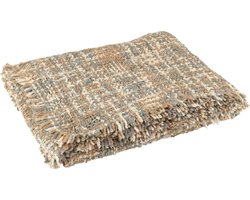 J-Line plaid Tweed - katoen - blauw/beige - 180 x 130 cm
