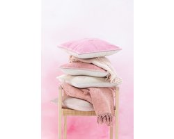 J-Line Plaid - viscose - roze - 170 x 130 cm - woonaccessoires