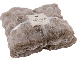 J-Line plaid Wave - polyester - taupe - 180 x 130 cm