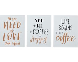 J-Line Plakkaat Coffee Engels Mix Metaal Wit/Zwart/Koper Ass3