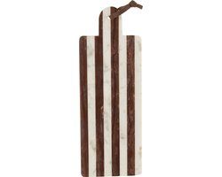 J-line - Plank Rechthoekig Streep Marmer Wit/bruin Large - 45x17x2cm