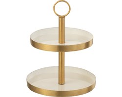 J-Line plateau 2 Niveaus Cake - taartplateau - metaal - wit/goud