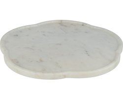 J-Line plateau Bloem Roterend Marmer- steen - wit