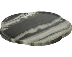 J-Line plateau Draaiend Marmer - steen - zwart/grijs