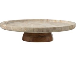 J-Line plateau Draaiend Rond Marmer - steen - beige/naturel