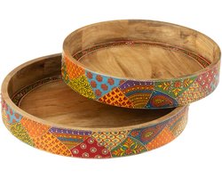 J-Line plateau - hout - naturel - 2 stuks