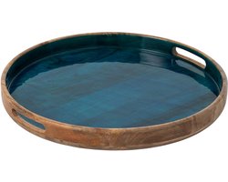 J-Line plateau - hout - petrol/naturel