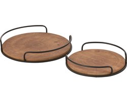 J-Line plateau - ijzer - zwart - 2 stuks