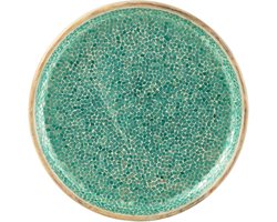 J-Line Plateau Mozaiek Rond Mango Hout Groen - Dienblad 42.00 x 42.00 cm