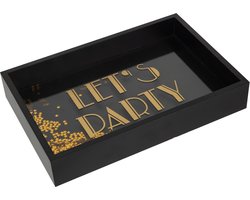 J-Line Plateau Party Paillet Goud Hout Zwart - Dienblad 30 x 20 cm