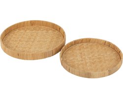 J-Line plateau Rond - bamboe/riet - naturel - 2 stuks